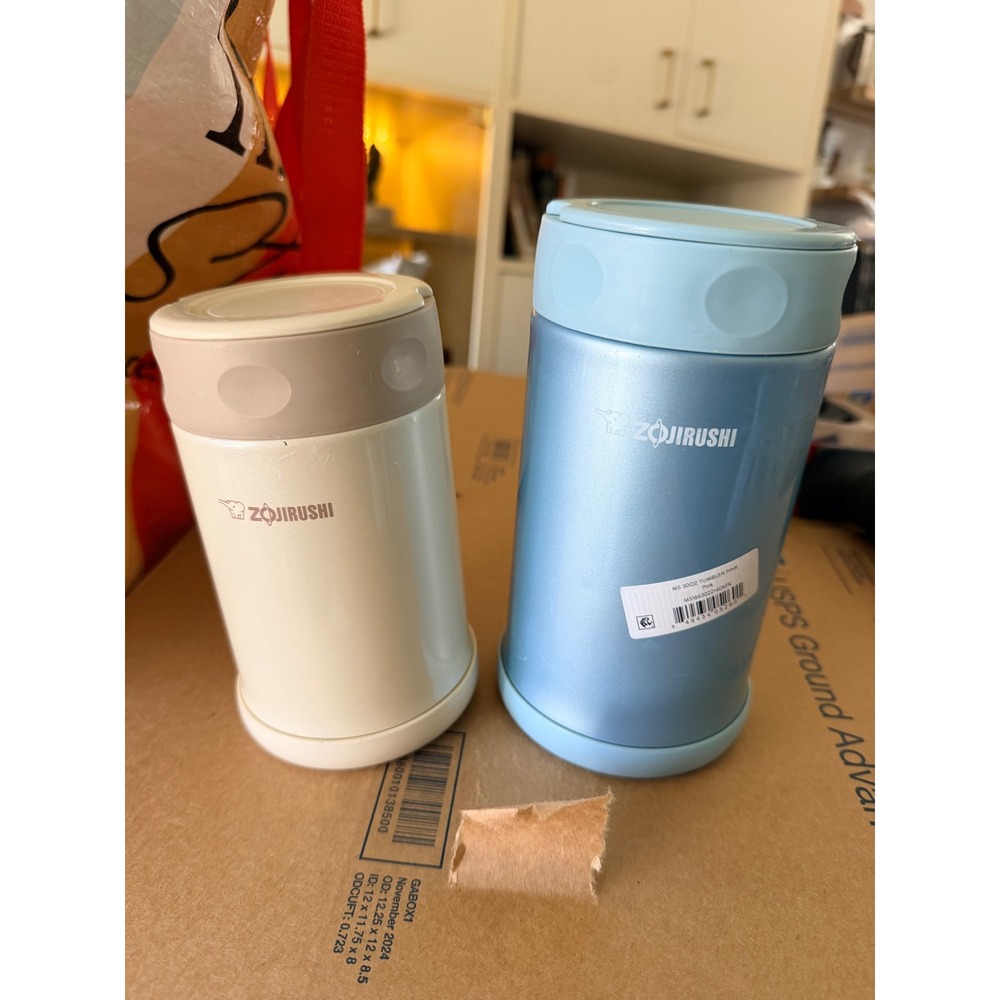 Zojirushi Food Jar Set 25oz Blue Cream Good Insulated Stainless Steel Minimalist